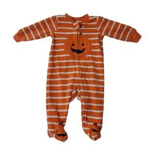 Carter’s Just One You Pumpkin Striped Fleece Footed Sleeper 3M Halloween